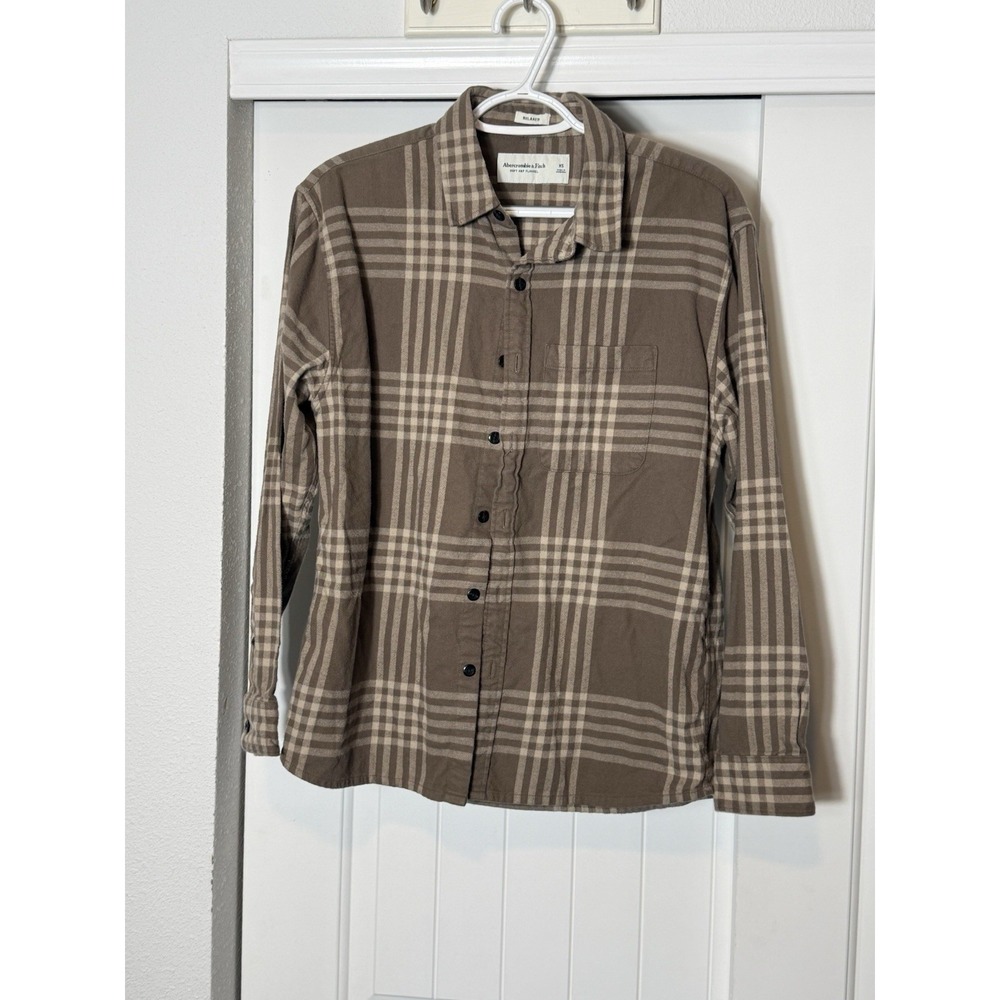 Abercrombie & Fitch Shirt Mens XS Brown Plaid Button Up Soft Collection EUC